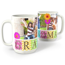 White Photo Mug, 15oz with Grandma design