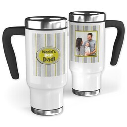14oz Stainless Steel Travel Photo Mug with Best Dad Stripes design