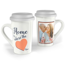 Premium Grande Photo Mug with Lid, 16oz with Home & Heart design