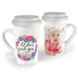 Premium Grande Photo Mug with Lid, 16oz with Love Guides You design