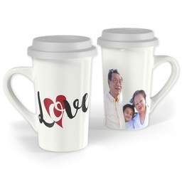 Premium Grande Photo Mug with Lid, 16oz with Love Hearts design