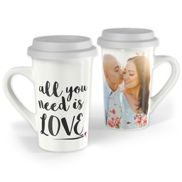 Premium Grande Photo Mug with Lid, 16oz with Need Love design
