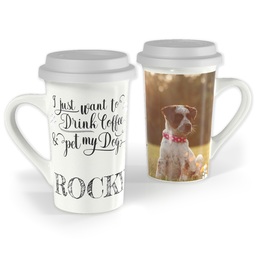 Premium Grande Photo Mug with Lid, 16oz with Pet My Dog design