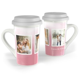 Premium Grande Photo Mug with Lid, 16oz with Watercolor Rose design