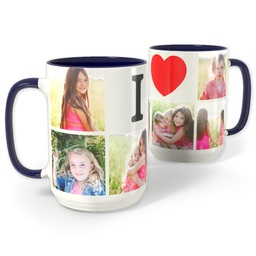Blue Photo Mug, 15oz with I Heart Collage design