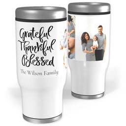 Stainless Steel Tumbler, 14oz with Grateful Thankful Blessed design