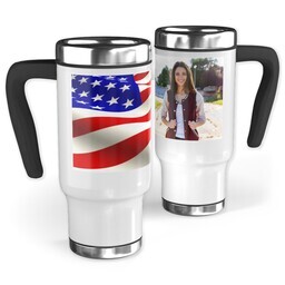 14oz Stainless Steel Travel Photo Mug with American Flag design