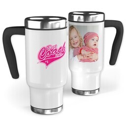 14oz Stainless Steel Travel Photo Mug with Best Coach Pink design