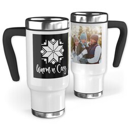14oz Stainless Steel Travel Photo Mug with Custom Color Warm and Cozy design