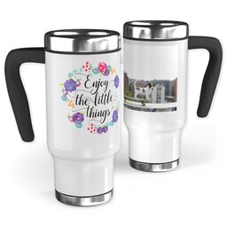 14oz Stainless Steel Travel Photo Mug with Enjoy Little Things Bouquet design