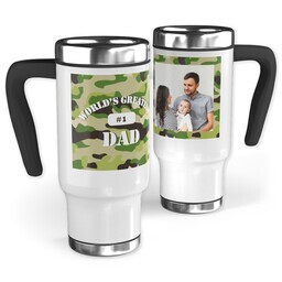 14oz Stainless Steel Travel Photo Mug with Greatest Dad Camo design