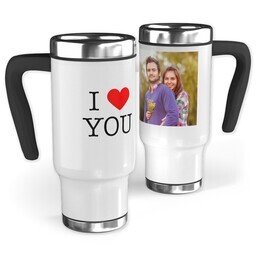 14oz Stainless Steel Travel Photo Mug with I Heart You design