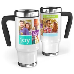 14oz Stainless Steel Travel Photo Mug with Joy And Laughter design