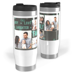 14oz Personalized Travel Tumbler with Joy Love Laughter Family design