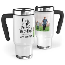 14oz Stainless Steel Travel Photo Mug with Live In The Moment design