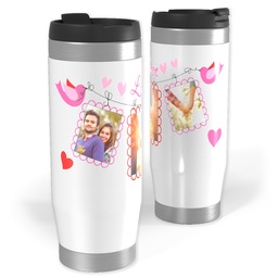 14oz Personalized Travel Tumbler with Love Birds design
