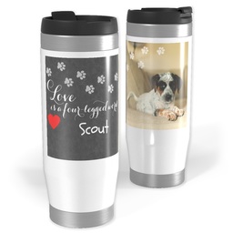 14oz Personalized Travel Tumbler with Love Is A Four-Legged Word design