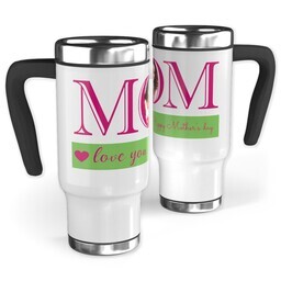 14oz Stainless Steel Travel Photo Mug with Mom Love You design