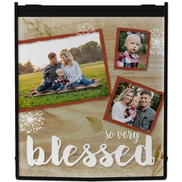 Reusable Shopping Bags with Woodgrain Blessed design