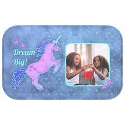 Photo Bath Mat - Large with Rainbow Unicorn - Dream Big design