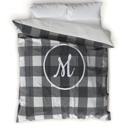 Microfiber Photo Comforter, Twin with Buffalo Check Monogram design