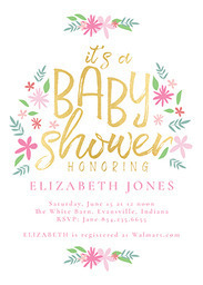 5x7 Greeting Card, Glossy, Blank Envelope with Floral Baby Shower design