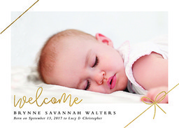 5x7 Greeting Card, Glossy, Blank Envelope with Welcome Darling Girl Announcement design