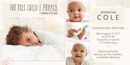 4x8 Greeting Card, Matte, Blank Envelope with For This Child I Prayed design