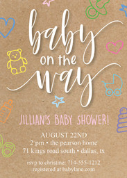 5x7 Greeting Card, Glossy, Blank Envelope with Baby on the Way Shower design