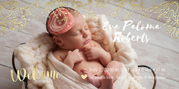4x8 Greeting Card, Matte, Blank Envelope with Flowery Welcome Birth Announcement design