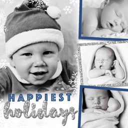 5x5 Cardstock, Blank Envelope with Happiest Holidays Snapshots design