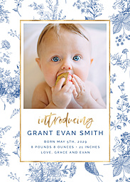 5x7 Greeting Card, Glossy, Blank Envelope with Modern Toile Baby Announcement design