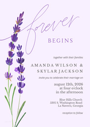 Same Day 5x7 Greeting Card, Matte, Blank Envelope with Forever Lavender Wedding Invitation design
