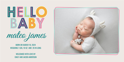 4x8 Greeting Card, Matte, Blank Envelope with Hello Baby design