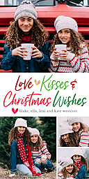 4x8 Greeting Card, Matte, Blank Envelope with Christmas Kisses design