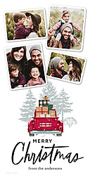 4x8 Greeting Card, Matte, Blank Envelope with Rustic Snowy Red Truck design