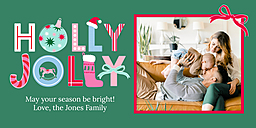4x8 Greeting Card, Matte, Blank Envelope with Packed Party Holly Jolly Holiday Card design