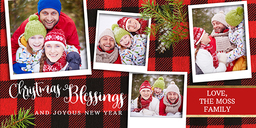 4x8 Greeting Card, Matte, Blank Envelope with Holidays Blessings in Plaids Photocard design