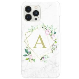 iPhone 13 Pro Max Slim Case with Marble Floral Monogram design