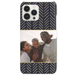 iPhone 13 Pro Max Slim Case with Navy and Gold Chevron Lines design