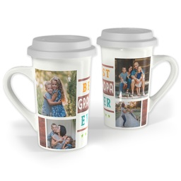 Premium Grande Photo Mug with Lid, 16oz with Best Grandpa Ever Collage design