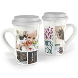 Premium Grande Photo Mug with Lid, 16oz with Cats Rule design