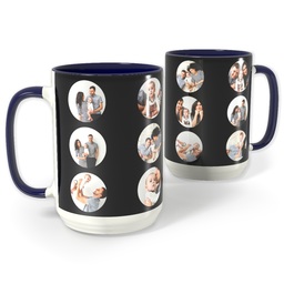 Blue Photo Mug, 15oz with Circle Grid (Available in Black, Gray & Red) design