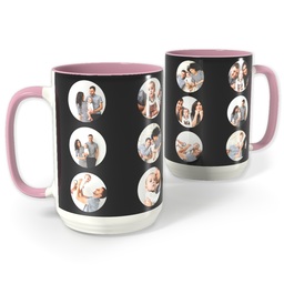 Pink Photo Mug, 15oz with Circle Grid (Available in Black, Gray & Red) design