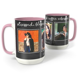 Pink Photo Mug, 15oz with Coffee Obsessed design