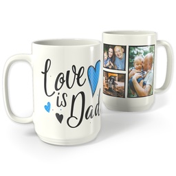 White Photo Mug, 15oz with Dad Hearts design
