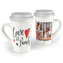 Premium Grande Photo Mug with Lid, 16oz with Family Hearts design