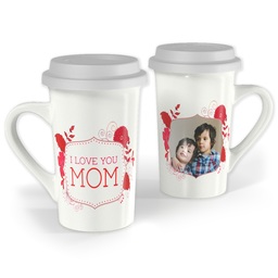 Premium Grande Photo Mug with Lid, 16oz with Floral Mom design