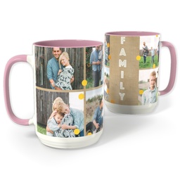 Pink Photo Mug, 15oz with Gold Confetti with Canvas design