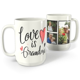 White Photo Mug, 15oz with Grandma Hearts design